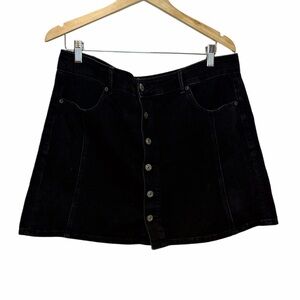 🖤 American Eagle Black Denim A-Line Button Front Skirt – Size 16